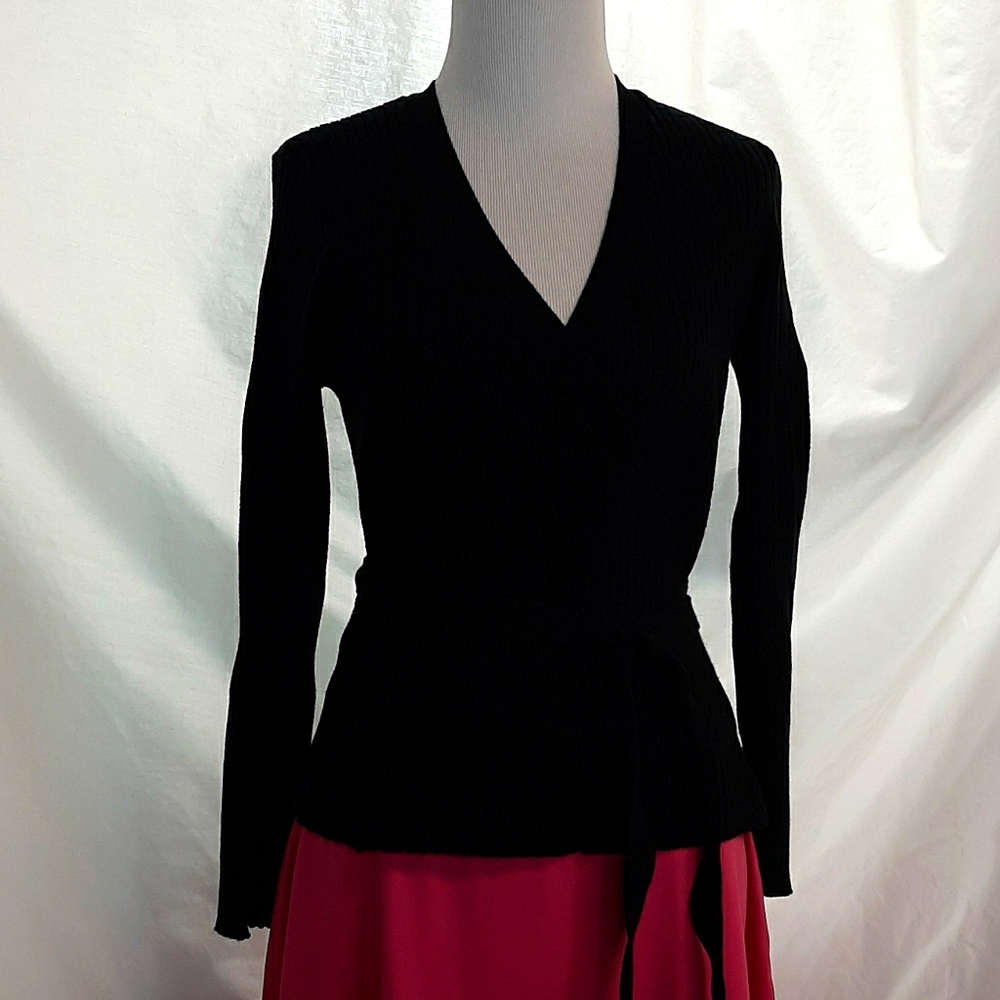 Nice Casual Corner Black Wrap Sweater